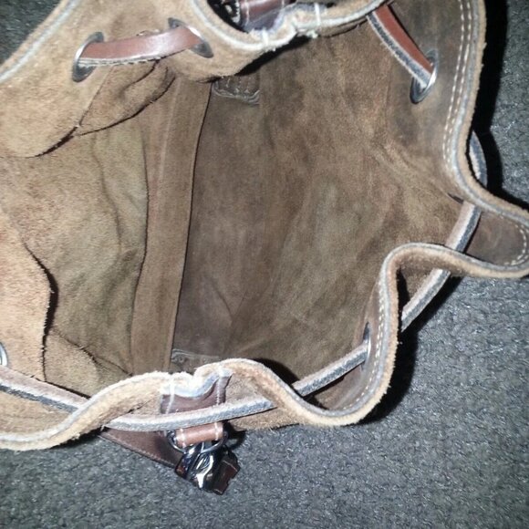 RUGBY-Chestnut Suede w/Leather Trim-Bucket/Shoulderbag - Picture 5 of 8